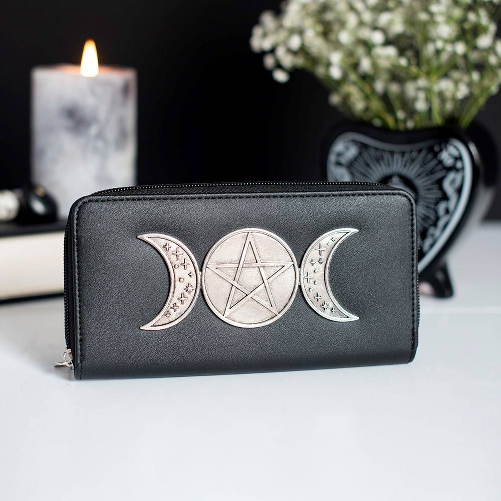 Something Different - Triple Moon Zippered Dames portemonnee - Zwart/Wit
